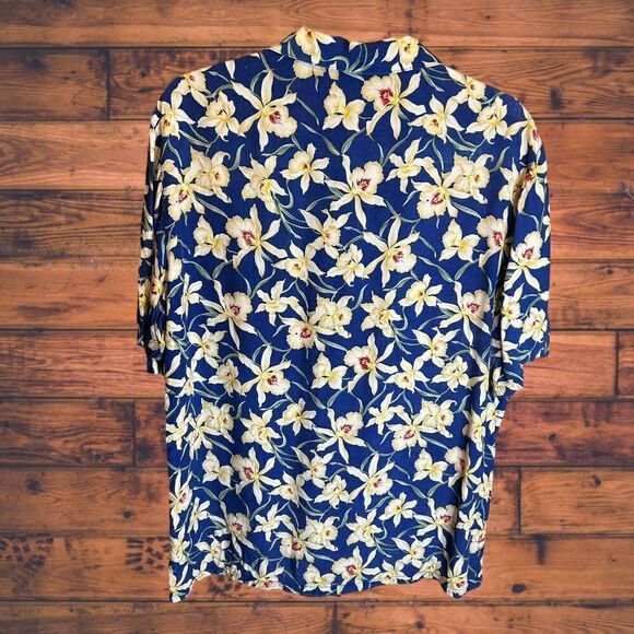5 for $25🔥Vintage VIP Blue Hawaiian Floral Shirt Medium - Picture 2 of 7